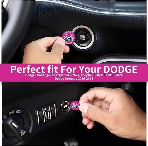 TOOLEPIC Push Start Button Cover for Dodge Challenger Charger Durango Accessories 2015-2024, Engine Start Ignition Kit Cover Emblem Badge-Unique Stylish Design-Car Decor Stickers in Kuwait