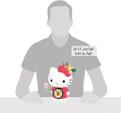 Enesco Allen Designs Hello Kitty Holding a Flower Desk Clock- Battery Operated Pendulum Analog Clock, Stone Resin Decorative Clocks for Walls Home Decor Kitchen Clocks, 9.91 Inch in Saudi Arabia