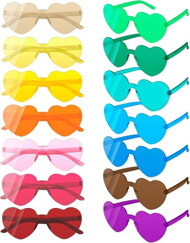 14 Pack Heart Sunglasses, Heart Shaped Sunglasses, Fun Heart Glasses, Heart Glasses Bulk for Women Party Favor in Saudi Arabia