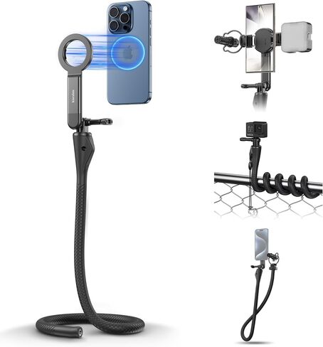 Extended Magnetic Flexible Tripod for iPhone, Height & Angle Adjustable Bendable Octopus Tripod Cellphone Stand for Magsafe & Android & Compact Camera & GoPro Travel Selfie/Vlogging/Video Recording in Saudi Arabia