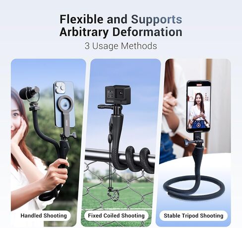 Extended Magnetic Flexible Tripod for iPhone, Height & Angle Adjustable Bendable Octopus Tripod Cellphone Stand for Magsafe & Android & Compact Camera & GoPro Travel Selfie/Vlogging/Video Recording in Saudi Arabia