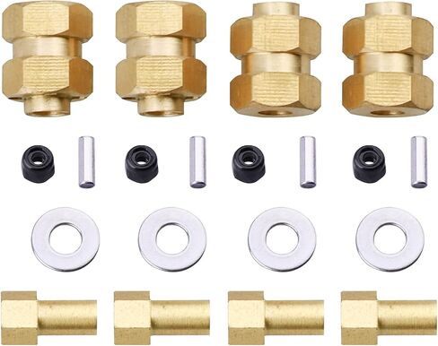 Hobbypark Brass SCX24 Extended Wheel Hubs 7mm Wheel Hex Wheel Spacers for Axial SCX24 Gladiator Chevrolet C10 Deadbolt Wrangler JLU B17 Betty Bronco Upgrades Parts in Saudi Arabia