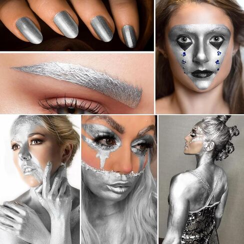 DE'LANCI Gold Face Paint Kit Metallic Powder,Fine Metal Powder Body Paint for Adults Kids,SFX Cosmetic Kit Christmas Paint with Mixing Liquid and 2 Brushes,parkling Halloween Makeup in Saudi Arabia