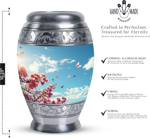 Cherry Blossoms and Butterflies Urn for Ashes for Women - 4 Keepsake Urns - Urns for Human Ashes - Mini Urns for Human Ashes Keepsake - Keepsake Urns for Human Ashes Set of 4 Size 3inch,4pcs in Saudi Arabia