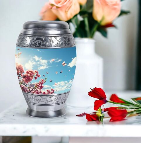 Cherry Blossoms and Butterflies Urn for Ashes for Women - 4 Keepsake Urns - Urns for Human Ashes - Mini Urns for Human Ashes Keepsake - Keepsake Urns for Human Ashes Set of 4 Size 3inch,4pcs in Saudi Arabia