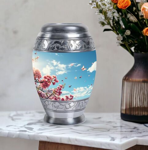 Cherry Blossoms and Butterflies Urn for Ashes for Women - 4 Keepsake Urns - Urns for Human Ashes - Mini Urns for Human Ashes Keepsake - Keepsake Urns for Human Ashes Set of 4 Size 3inch,4pcs in Saudi Arabia