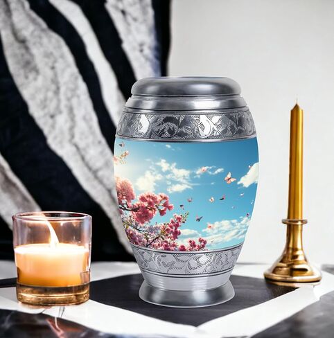 Cherry Blossoms and Butterflies Urn for Ashes for Women - 4 Keepsake Urns - Urns for Human Ashes - Mini Urns for Human Ashes Keepsake - Keepsake Urns for Human Ashes Set of 4 Size 3inch,4pcs in Saudi Arabia