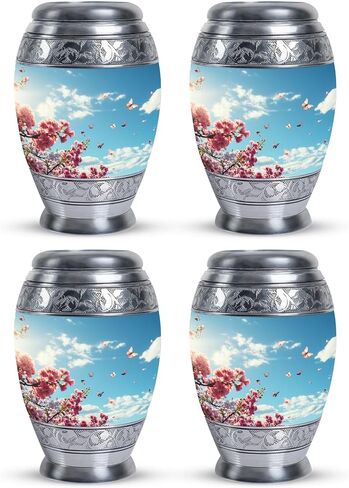 Cherry Blossoms and Butterflies Urn for Ashes for Women - 4 Keepsake Urns - Urns for Human Ashes - Mini Urns for Human Ashes Keepsake - Keepsake Urns for Human Ashes Set of 4 Size 3inch,4pcs in Saudi Arabia