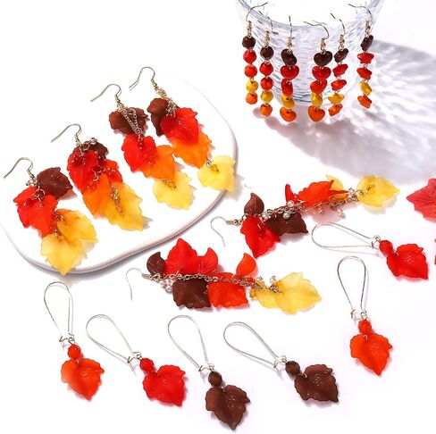 9 Pairs Thanksgiving Earrings Fall Turkey Pumpkin Leaf Charms Dangle Earrings Handmade Layered Maple Leaves Hoop Dangling Earrings Set for Women Girls Variety Pack Fun Thanksgiving Holiday Themed Color Star Heart Beads Earrings Jewelry Accessories in Saudi Arabia