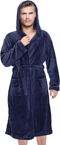 Holibanna رجالي مقنعين رداء غامض رجالي رداء حمام طويل سبا رداء مع حزام 2 جيوب لينة دافئة طول الركبة البشكير in Kuwait