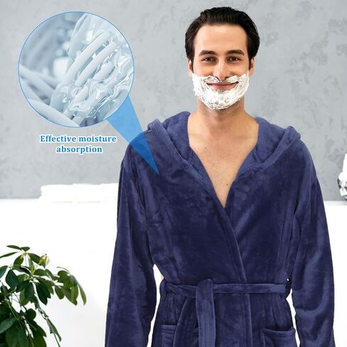 Holibanna رجالي مقنعين رداء غامض رجالي رداء حمام طويل سبا رداء مع حزام 2 جيوب لينة دافئة طول الركبة البشكير in Kuwait