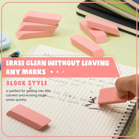 Harloon Pack of 150 Pink Eraser Bulk Large Pencil Eraser Latex Free Block Erasers for Art Drawing Teachers Office Supplies, Bevel and Rectangular in Saudi Arabia