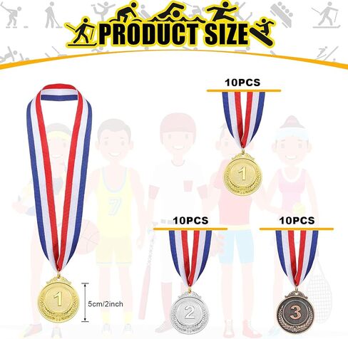 MTLEE Gold Silver Bronze Award Medals Competition Style Winner Award Medals Metal Medals Prizes with Neck Ribbon for Competitions Party Homework School Bar Costume Parties(10 Pieces) in Saudi Arabia