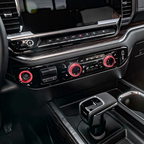 Auovo Volume/Tune Knob Covers A/C Knob Covers Rings Trims Compatible with 2022-2024 Chevy Silverado/GMC Sierra Accessories Car Interior Trim Decorations(5pcs/Set, Red) in Saudi Arabia
