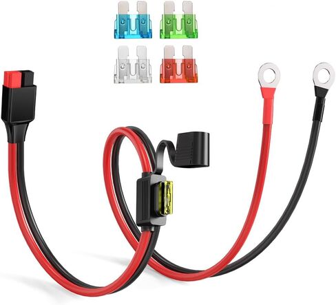موصل أندرسون إلى كابل توصيل بطارية 10AWG للطرف الدائري مع 5 صمامات لمولدات الطاقة الشمسية المحمولة لمحطة الطاقة للسيارات (2FT) in Kuwait