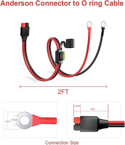 موصل أندرسون إلى كابل توصيل بطارية 10AWG للطرف الدائري مع 5 صمامات لمولدات الطاقة الشمسية المحمولة لمحطة الطاقة للسيارات (2FT) in Kuwait