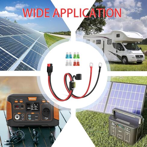 موصل أندرسون إلى كابل توصيل بطارية 10AWG للطرف الدائري مع 5 صمامات لمولدات الطاقة الشمسية المحمولة لمحطة الطاقة للسيارات (2FT) in Kuwait