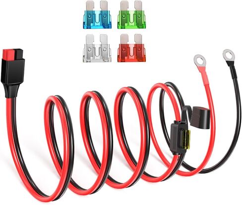 موصل أندرسون إلى كابل توصيل بطارية 10AWG للطرف الدائري مع 5 صمامات لمولدات الطاقة الشمسية المحمولة لمحطة الطاقة للسيارات (2FT) in Kuwait