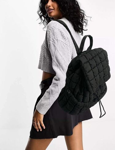 Black Quilted Backpack for Women, Lightweight Puffer Travel Backpack, Gym Bag, Hiking Bag in Saudi Arabia