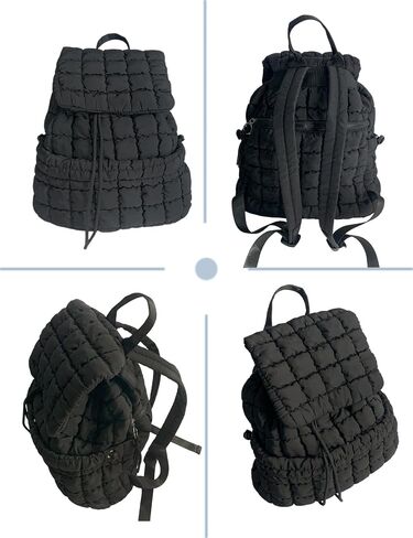 Black Quilted Backpack for Women, Lightweight Puffer Travel Backpack, Gym Bag, Hiking Bag in Saudi Arabia