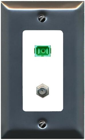 RiteAV - 1 Port SC-APC Fiber Multimode Simplex 1 Port Coax Cable TV- F-Type Decorative White Wall Plate - Bracket Included in Kuwait