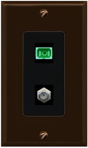 RiteAV - 1 Port SC-APC Fiber Multimode Simplex 1 Port Coax Cable TV- F-Type Decorative White Wall Plate - Bracket Included in Kuwait