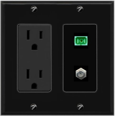 RiteAV - 1 Port SC-APC Fiber Multimode Simplex 1 Port Coax Cable TV- F-Type Decorative White Wall Plate - Bracket Included in Kuwait