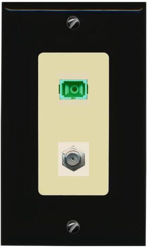 RiteAV - 1 Port SC-APC Fiber Multimode Simplex 1 Port Coax Cable TV- F-Type Decorative White Wall Plate - Bracket Included in Kuwait