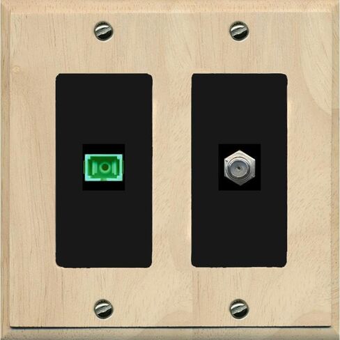 RiteAV - 1 Port SC-APC Fiber Multimode Simplex 1 Port Coax Cable TV- F-Type Decorative White Wall Plate - Bracket Included in Kuwait