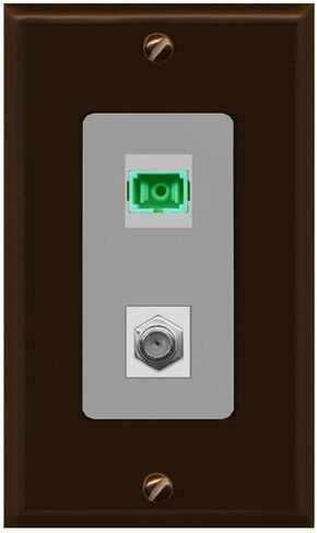 RiteAV - 1 Port SC-APC Fiber Multimode Simplex 1 Port Coax Cable TV- F-Type Decorative White Wall Plate - Bracket Included in Kuwait