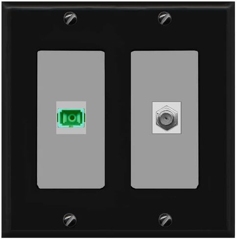 RiteAV - 1 Port SC-APC Fiber Multimode Simplex 1 Port Coax Cable TV- F-Type Decorative White Wall Plate - Bracket Included in Kuwait