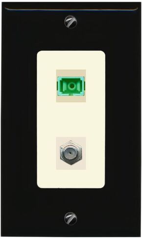 RiteAV - 1 Port SC-APC Fiber Multimode Simplex 1 Port Coax Cable TV- F-Type Decorative White Wall Plate - Bracket Included in Kuwait