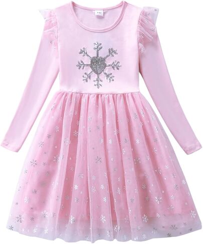 Toddler Girls Long Sleeve Autumn Spring Dress Casual Outfits Party Tutu Dress Gifts for 3-7 Years in Kuwait