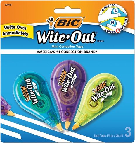 BIC Wite-Out Mini Correction Tape, White, 3/Pack (WOTMP31-WHI) in Saudi Arabia