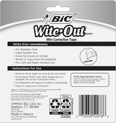 BIC Wite-Out Mini Correction Tape, White, 3/Pack (WOTMP31-WHI) in Saudi Arabia