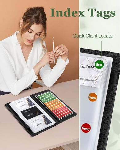 Slohif Business Card Book Holder Organizer - Black Moon Sun Print Leather Books Binder Holds 240 Cards Credit Gifts Card With Sticky Notes Graded Stickers Notepad in Kuwait