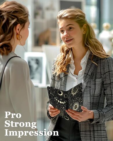 Slohif Business Card Book Holder Organizer - Black Moon Sun Print Leather Books Binder Holds 240 Cards Credit Gifts Card With Sticky Notes Graded Stickers Notepad in Kuwait