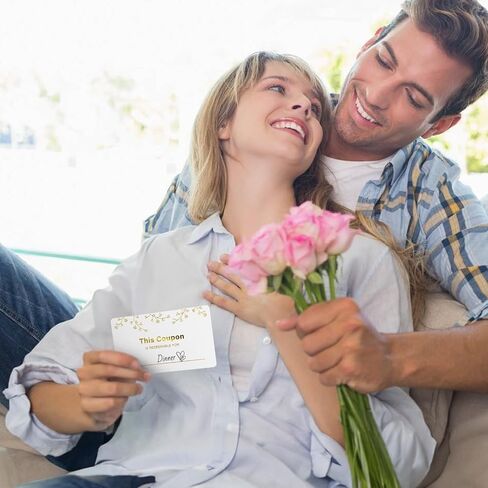 KINGLAKE GARDEN 100PCS Blank Coupon Cards 3.5'' x2'' Redeem Gift Card Coupon Book Gift Voucher Gift Certificates for Him, Her, Mom, Wife, Husband, Business, Spas, Christmas (Gold) in Kuwait