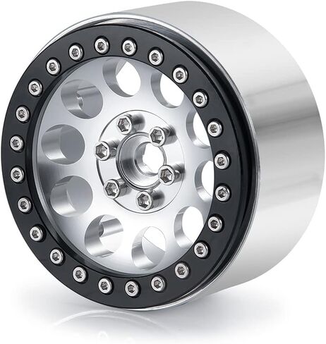 RCLIONS 4 قطع عجلات Beadlock 2.2 بوصة 35 مم RC 2.2 إطارات ألومنيوم لسيارة شاحنة زاحفة محورية RR10 90048/90018 TRX4 1/10th RC (فضي) in Saudi Arabia