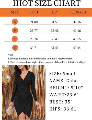 IHOT Women's Glitter Party Dresses Sexy V Neck Long Sleeve Faux Wrap Ruched Bodycon Sparkly Night Club Dress in Kuwait