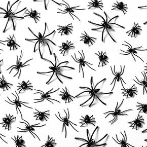 120pcs Realistic Plastic Spiders 4 Colors Small Fake Spider Prank Props for Halloween Home Party Decoration Supply,Black,Orange,Purple and Green