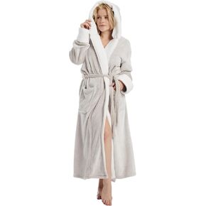 Plush Robes for Women - Womens Fleece Robes with Hood Long Cozy Bathrobe Soft and Warm Robe