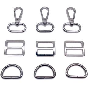 خطافات دوارة مع حلقة على شكل حرف D وإبزيم منزلق ثلاثي الانزلاق لأجهزة المحفظة، 18 قطعة من الحبل المعدني، مشبك دوار، مشبك جراد البحر، خطاف خاطف لأحزمة المحافظ، صناعة حقائب اليد (برونزية عتيقة، 1 بوصة) in Kuwait