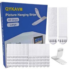 Large Picture Hanging Strips Heavy Duty 24-Pairs(48 Strips),Damage Free Hanging Picture Hangers for Walls,Hanging Pictures without Nail,Picture Hanging Kit,No Tools Wall Hanging Strips for Posters