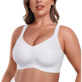 Wireless Push Up Bras for Women Seamless Full Coverage No Wire Bra V Neck Support Bralettes with Extender