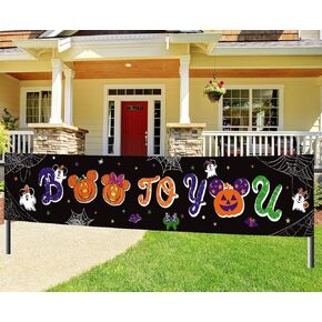 Boo To You Banner Decoration,Mouse Theme Halloween Party Supplies Ghost Mouse Pumpkin Yard Sign Banner for Halloween Party Decoration