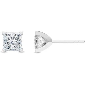 1-5 Carat (ctw) White Gold Princess Cut LAB GROWN Diamond Solitaire Earrings (Color E-F Clarity VS2-SI1)