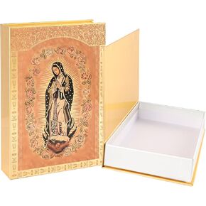 Virgen de Guadalupe Bible Cover for Bilingual Bible Spanish English,Decorative Catholic Fake Book Box for Biblia Católica en Español,Hidden Storage Books Safe for Table Bookshelf Home Decor