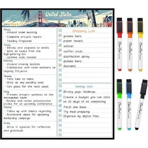 Clever Clean Non-Magnetic Monthly and Weekly Calendar for Fridge - Dry Erase Calendar Set to Kitchen Fridge, Smooth Wall, Cabinets and Glass