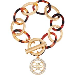 GUESS Goldtone Tortoise Link Charm Toggle Bracelet